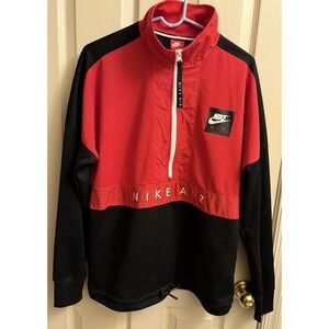 Nike Air Half Zip Pullover Jacket Red Black Long Sleeves Athletic Mens Large